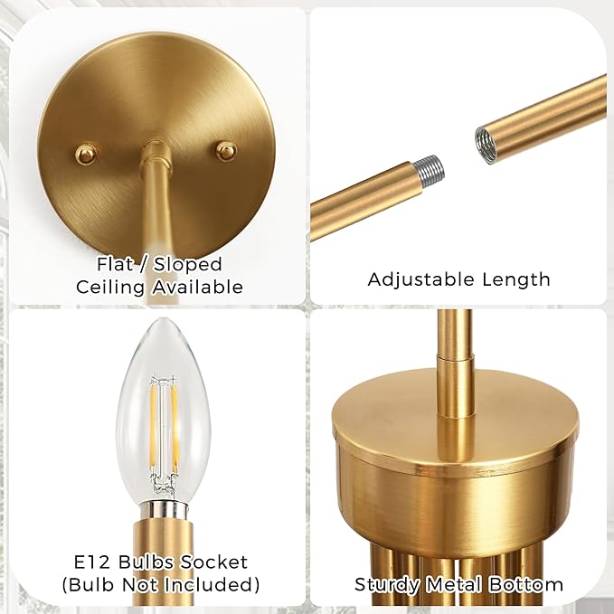 DORESshop Modern Chandelier for Dining Room, 6-Light 28" Brass Farmhouse Chandelier for Dining Room, Dining Light Fixtures Over Table for Bedroom, Hall Kitchen Living Room