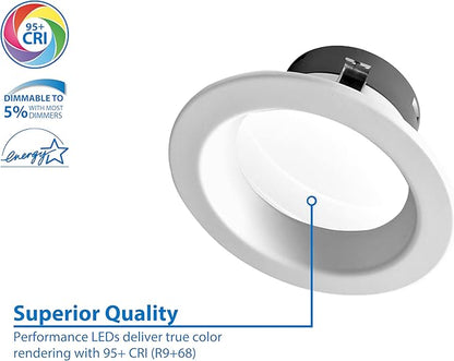 DLR4(v6) 4-inch White 3000K Recessed LED Downlight (DLR46071203KWH)