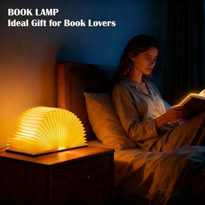 Vergissm 6.5 Inch Book Lamp, Foldable Paper Book Light, Bookshaped Night Light Embossed Cover Design, Rechargeable Folding Paper Lamp, Perfect Books Decor & Book Lovers, Women or Friend Gift Choice