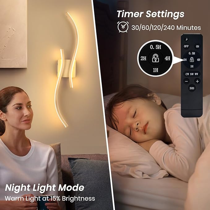 CANEOE Battery Operated Wall Sconces with Remote Control, Rechargeable Dimmable Touch Wall Sconces Set of Two, 3000K-6500K LED Wireless Wall Light for Living Room Bedroom Hallway,31.5inch(Gold)