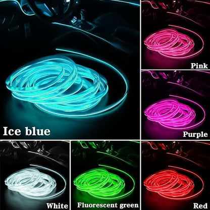 EL Wire Car Interior LED Strips Lights, 16FT 5V USB Auto Neon Light Strip, Electroluminescent Vehicle Interior Ambient Lighting Decor Accessories, Universal for RV, SUV, Truck (White)