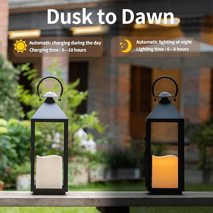 Large Solar Candles Outdoor Waterproof, 4.5" x 6" Ivory White Flameless Candles, Dusk to Dawn Light Sensor, LED Rechargeable Pillar Solar Candles for Outdoor Lanterns, Patio Decor, Set of 2