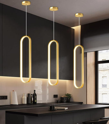 Ring Chandelier Modern LED Dimmable Pendant Lighting Adjust Ceiling Light for Kitchen Island Foyer Lobby Living Room Staircaes Gold