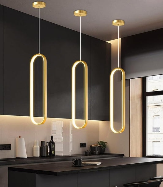 Ring Chandelier Modern LED Dimmable Pendant Lighting Adjust Ceiling Light for Kitchen Island Foyer Lobby Living Room Staircaes Gold