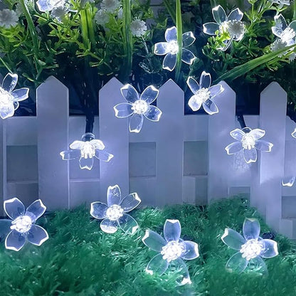 JACUXLSS Fairy Cool White Flower String Lights, 33ft 100 LED Plug in 8 Lighting Mode Cherry Blossom Indoor Wall Ceiling Window Decorations, Aesthetic Lamp Decor for Christmas Holiday Easter Bed Room