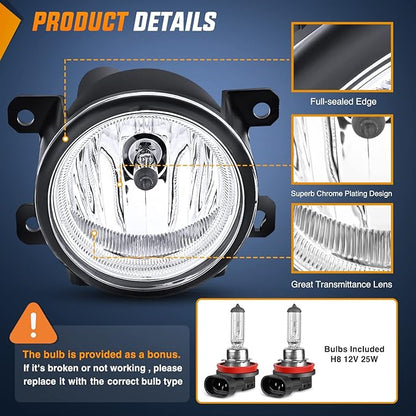 Nilight Fog Lights Assembly Compatible with Honda Civic Sedan Fog Light Assembly 2013 2014 2015 2016 2017 2018 2019 2020 2021 Civic 2015-2020 Fit 2019-2020 HRV