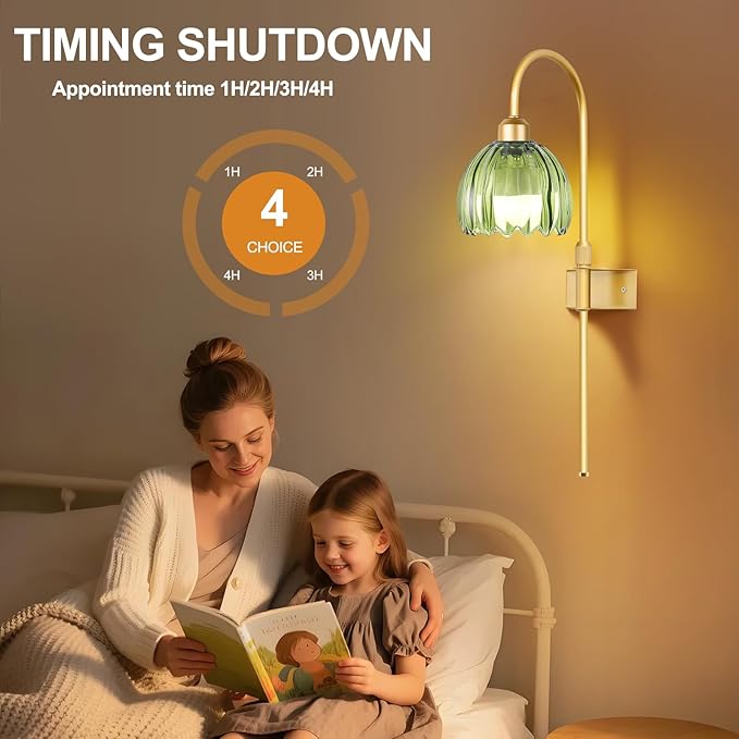 ZECOXOL Vintage Battery Operated Wall Sconces Set of 2, Gold Rechargeable Wireless Wall Lamp Lights with Glass Lampshade & Remote,Dimmable 12 Colors Flower Wall Sconce for Bedroom Living Room Hallway