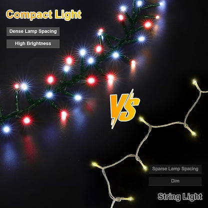 LAMPHOME 500 LED String Lights Outdoor, 16 Modes Plug in Twinkle Fairy Lights for Bedroom, 46ft 500LED Christmas Lights Cluster Lights Outdoor Waterproof Red&White Bulb