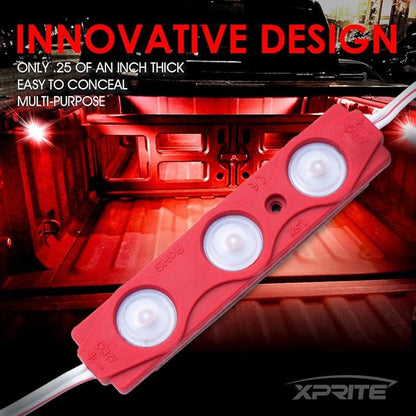 Xprite Red LED Truck Bed Light Kits Rock Lights with On/Off Switch, for Pickup Footwells, Running Boards, Cargo, Under Car, Tonneau Cover, Rail Lighting