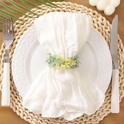 Socomi Ivory White Cheesecloth Napkins Summer Cheese Cloths Gauze Set of 24 Boho Washable Dinner Table Napkins for Wedding Party Baby Shower Birthday Party Decor