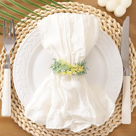 Socomi Ivory White Cheesecloth Napkins Summer Cheese Cloths Gauze Set of 24 Boho Washable Dinner Table Napkins for Wedding Party Baby Shower Birthday Party Decor