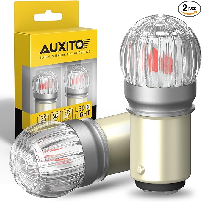 AUXITO 1156 LED Bulb Red, Brake Light 7506 P21W BA15S Super Bright for Rear Brake Lights Tail Lights, Pack of 2