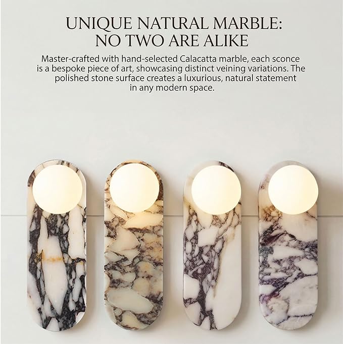 Natural Marble Wall Sconces, Alabaster Wall Light, Hardwired Wall Light Fixtures, Modern Wall Mount Wall Lights for Dining Room Stairs Bedroom