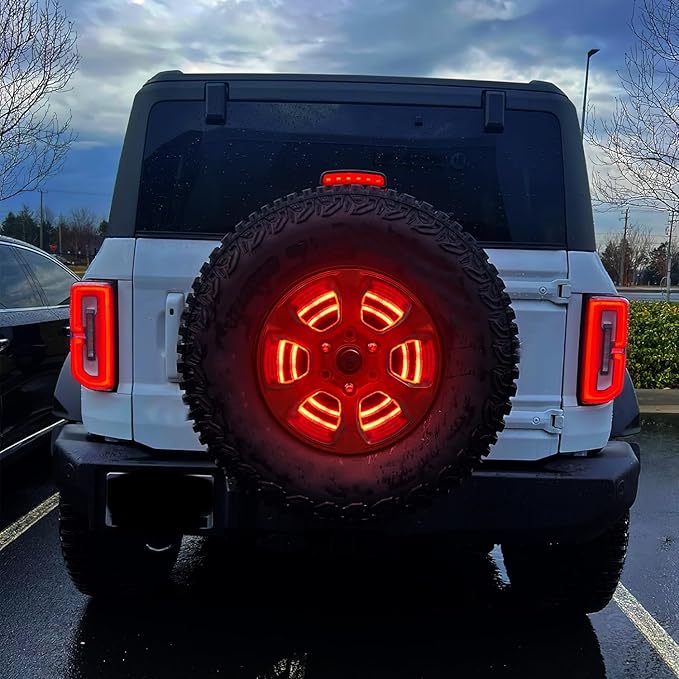 Nilight Spare Tire Brake Light Red Double Row LED Ring 3rd Third Stop Rear Wheel Lights Plug and Play Fit for 2021 2022 2023 Ford Bronco 2/4 Doors