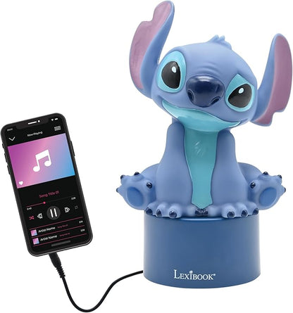 LEXiBOOK, Disney Stitch, Nightlight with Speaker, Color Change, Soft Light, Battery Operated, Blue, NS01D