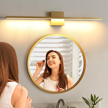 Gold Bathroom Light Fixtures Over Mirror, 32 Inch Brass Bathroom Vanity Light, LED Modern Wall Sconce 3000K Bar Vanity Lights