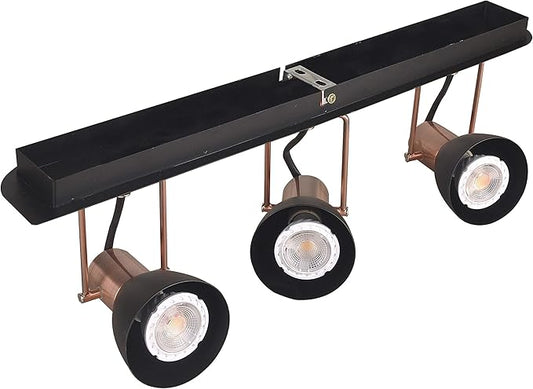 Track Lighting 20" Plug-in 3 Light, 3 Way Ceiling Spotlights 3 GU10 Dimmable LED Bulbs, Flexibly Rotatable Light Head for Kitchen, Living Room, Bedroom