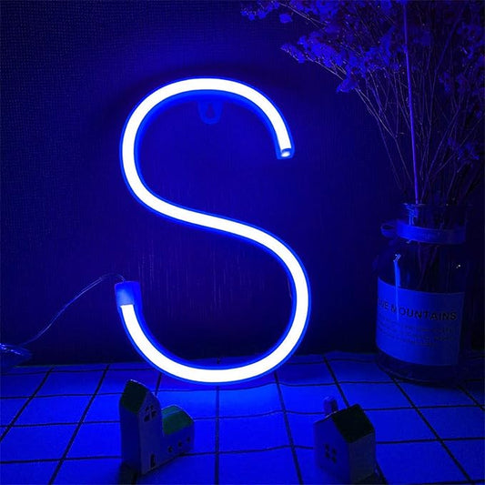 Blue Neon Lights - Signs & Letters, Light Up Neon Marquee Decor for Christmas, Birthday, Wedding, Valentine's Day, Home Decoration (S)