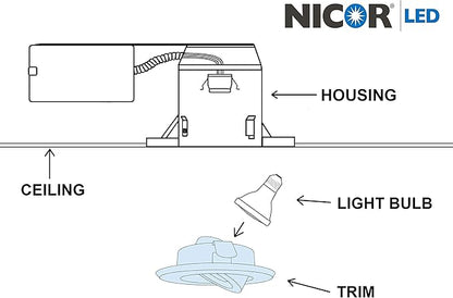 NICOR Lighting 4 in. White Recessed Adjustable Gimbal Ring Trim (19558WH)
