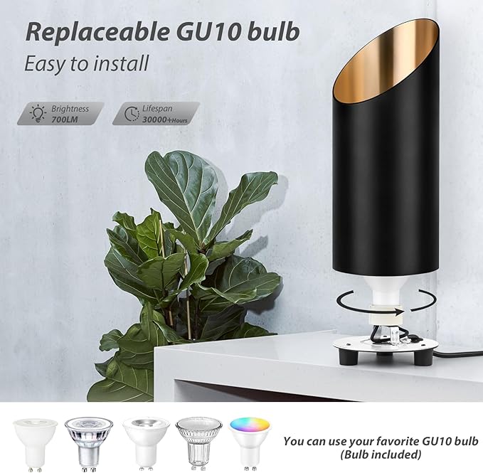 2 Pack Uplighting Indoor, 7W Floor Can Lights with 2700K LED GU10 Bulbs, IP44 Waterproof Uplights Spotlight for Dark Corner Sofa House Plant Wall Artwork Indoor, 6.5FT Plug Cord & Foot Switch