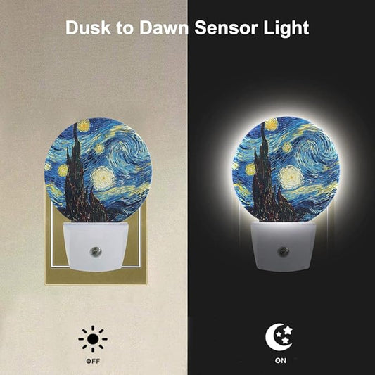 EKOBLA Van Gogh Starry Night Plug-in Night Light, Art LED Nightlight with Auto Sensor, 0.5W Sleep Friendly for All Ages