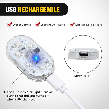 Nilight Wireless Magnetic RGB LED Interior Lights, 4 PCS 7 Colors USB Rechargeable Universal Mini Sticky Footwell Ambient Atmosphere Reading Lamp with Touch Sensor, Portable Night Lighting for Car