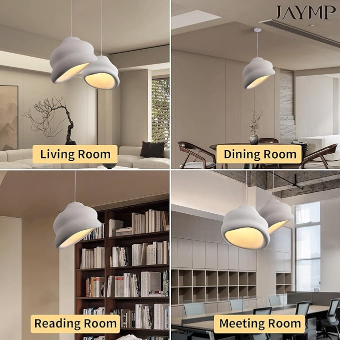 JAYMP Wabi Sabi Pendant Light for Dining Room Kitchen Island Hallway Restaurant Modern Hanging Lamp E26 Base Japanese Style Conch Shape Lighting Fixture, 1 Pack, Matte White, 50cm/19.7in