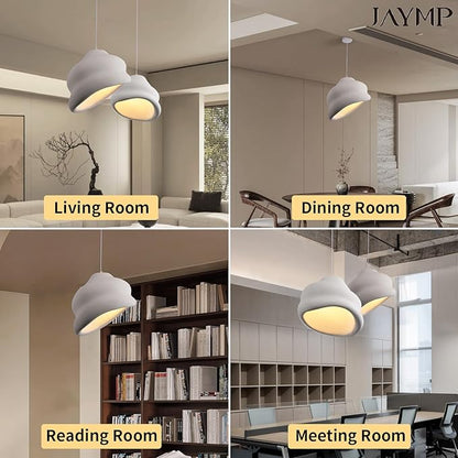 JAYMP Wabi Sabi Pendant Light for Dining Room Kitchen Island Hallway Restaurant Modern Hanging Lamp E26 Base Japanese Style Conch Shape Lighting Fixture, 1 Pack, Matte White, 50cm/19.7in