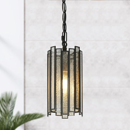 KSANA Black Pendant Lights Kitchen Island, Kitchen Pendant Lighting Over Island with Colored Glass Shade, Modern Hanging Light Fixtures for Dining Table, Bedside, Tableside, Hallway, 4.5''D x 8.5''H