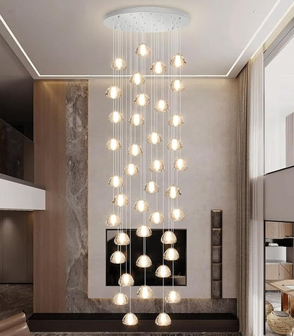 236'' Long Large Crystal Chandeliers LED Chandeliers for High Ceiling Handing Light Fixture for Entrance Hallway Foyer Staircase Lobby Silver