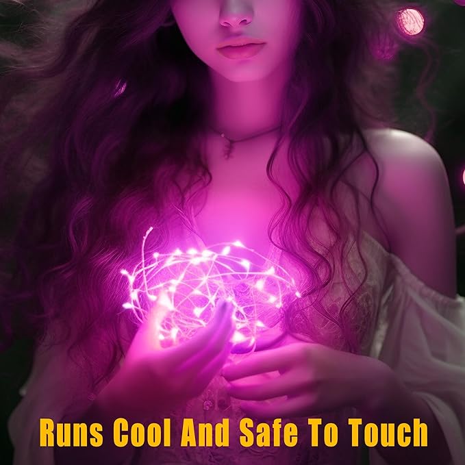 6 Pack Fairy Lights Battery Operated No Remote LED Starry String Lights 30 Micro Starry LEDs on 10ft Copper Wire Light for DIY Wedding Centerpiece Table Decorations (Pink)