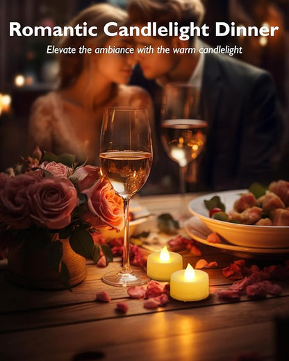 Homemory 12pcs Flameless LED Tea Lights with Remote & Timer, 400+Hours Realistic Flickering Battery Candles for Seasonal, Tabletop, and Centerpieces Decor