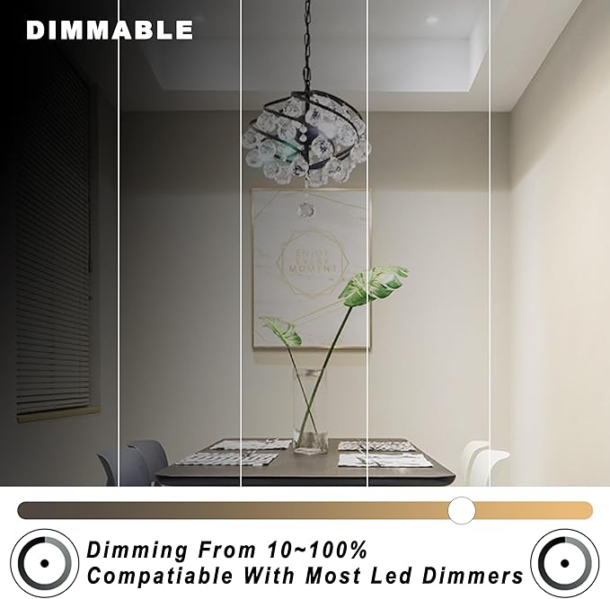 ALIDE Dimmable E12 Led Bulbs 6000k Daylight White 5W,Replace 40 Watt E12 Halogen Equivalent,T6 Base 120V E12 C7 LED Candelabra Bulbs Bright White for Ceiling Fan Chandelier Lighting,450lm,10Pack