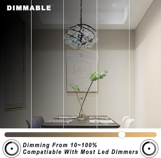 ALIDE Dimmable E12 Led Bulbs 6000k Daylight White 5W,Replace 40 Watt E12 Halogen Equivalent,T6 Base 120V E12 C7 LED Candelabra Bulbs Bright White for Ceiling Fan Chandelier Lighting,450lm,10Pack