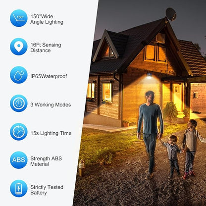SEZAC Solar Lights Outdoor, 10 Pack Solar Motion Sensor Outdoor Lights with 3 Lighting Modes, IP65 Waterproof Solar Fence Lights for House (Warm White)