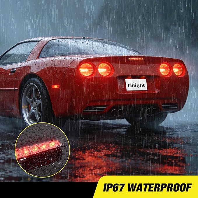 Nilight Third Brake Light Tail High Mount 3rd Stop Lights Smoked Lens Compatible with Chevy Corvette C5 1997 1998 1999 2000 2001 2002 2003 2004 Car Rear Center Cab Lamp