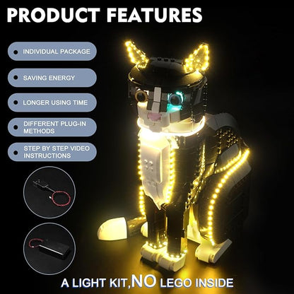 BrickBling LED Light Compatible with L-e-g-o Tuxedo Cat,Gift Idea for Animal-Lovers Who own 21349-Not Included The Model