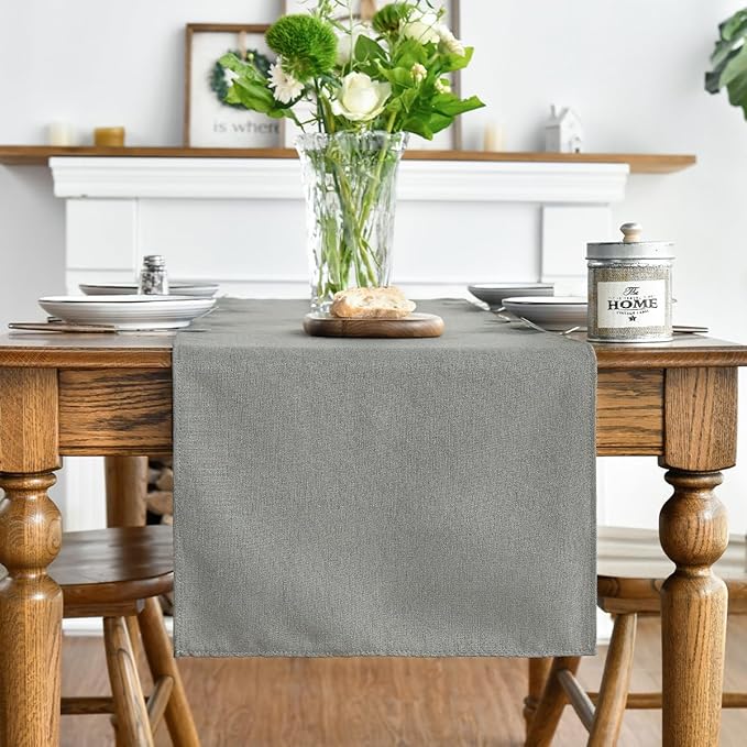 Artoid Mode Light Grey Table Runner, Seasonal Washable Kitchen Dining Table Decoration for Home Party Decor 13x48 Inch