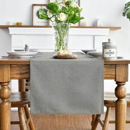 Artoid Mode Light Grey Table Runner, Seasonal Washable Kitchen Dining Table Decoration for Home Party Decor 13x48 Inch
