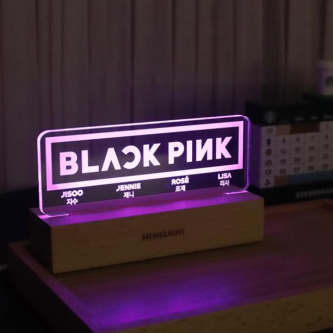 Black.Pink Night Light, Kpop Merchandise, Korean Idol Lamp for Blink, 7RGB Color, Dimmer, 8.3 x 4.2 x 1.7