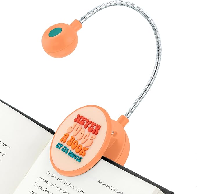 WITHit Clip On Book Light – Dimmable LED Reading Light for Books and eBooks, Reduced Glare, Portable, Book Light for Kids & Adults, Batteries Included (Never Judge a Book by It's Movie, Quotables)