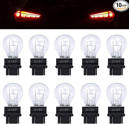 ecocstm 10 PCS 3157 Tail Light Bulb, Miniature 4157 Brake Light Bulb, Waterproof 3157 4157 Turn Signal Bulb, Automotive Side Marker Tail Light Replacement for Truck SUV Car (White)