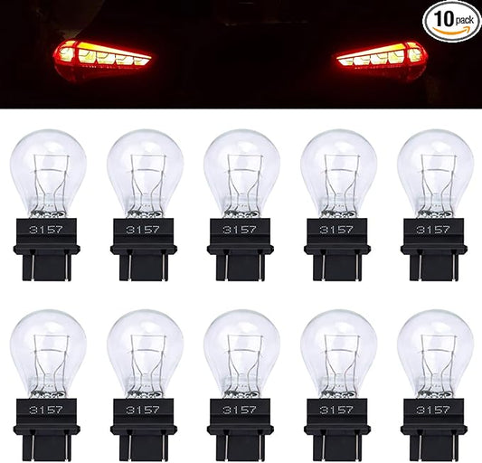 ecocstm 10 PCS 3157 Tail Light Bulb, Miniature 4157 Brake Light Bulb, Waterproof 3157 4157 Turn Signal Bulb, Automotive Side Marker Tail Light Replacement for Truck SUV Car (White)
