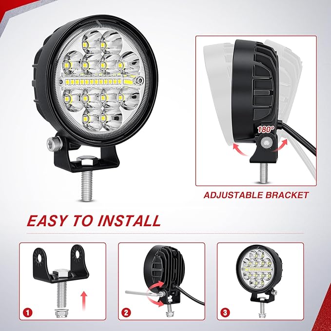Nilight LED Light Pods 2PCS 3 Inch 36W Round Upgraded Spot Flood Combo Beam Driving Fog Work Backup Bumper Roof Lighting for Offroad Pickup Truck ATV UTV SUV 4x4 Van Camper Boat