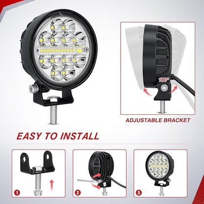 Nilight LED Light Pods 2PCS 3 Inch 36W Round Upgraded Spot Flood Combo Beam Driving Fog Work Backup Bumper Roof Lighting for Offroad Pickup Truck ATV UTV SUV 4x4 Van Camper Boat