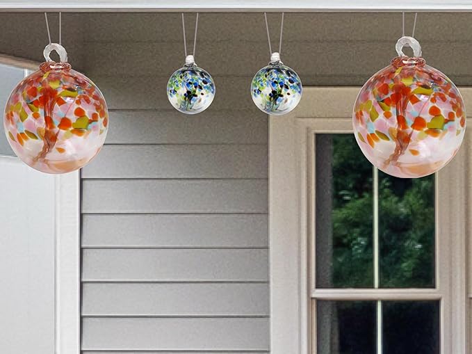 Dale Tiffany Hand Blown Glass, 4" Diameter Spring, Tree of Life Collection, Witch Globe Hanging Garden Indoor/Outdoor Decorative Ornament Gazing Ball
