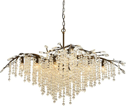 Vezzio Large Modern Farmhouse Luxury Crystal Chandelier - Antique Bronze Vintage Tree Branch Light Fixture, 12-Light for Dining Table, Living Room, Kitchen, Entryway & Foyer, Adjustable Hanging 42"