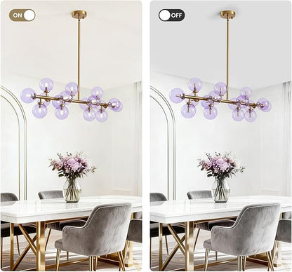 Mid Century Modern Gold Chandelier Rectangle Pendant Fixtures Linear Sputnik Chandeliers for Kitchen Island Dining Room Over Table