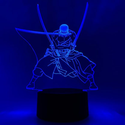 Otaku Lamps Zoro One Piece – Anime Lamp Figure Night Light, 16 Color RGB LED – 3D Anime Room Décor Gift for Otaku