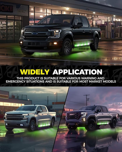 Xprite 2PCS 70 Inch Running Board Lights, 864 LED Emergency Strobe Light Strip, Truck LED Light Strip, Flexible Waterproof Running Board Emergency Lights for Trucks Pickup SUV Jeep – White & Green